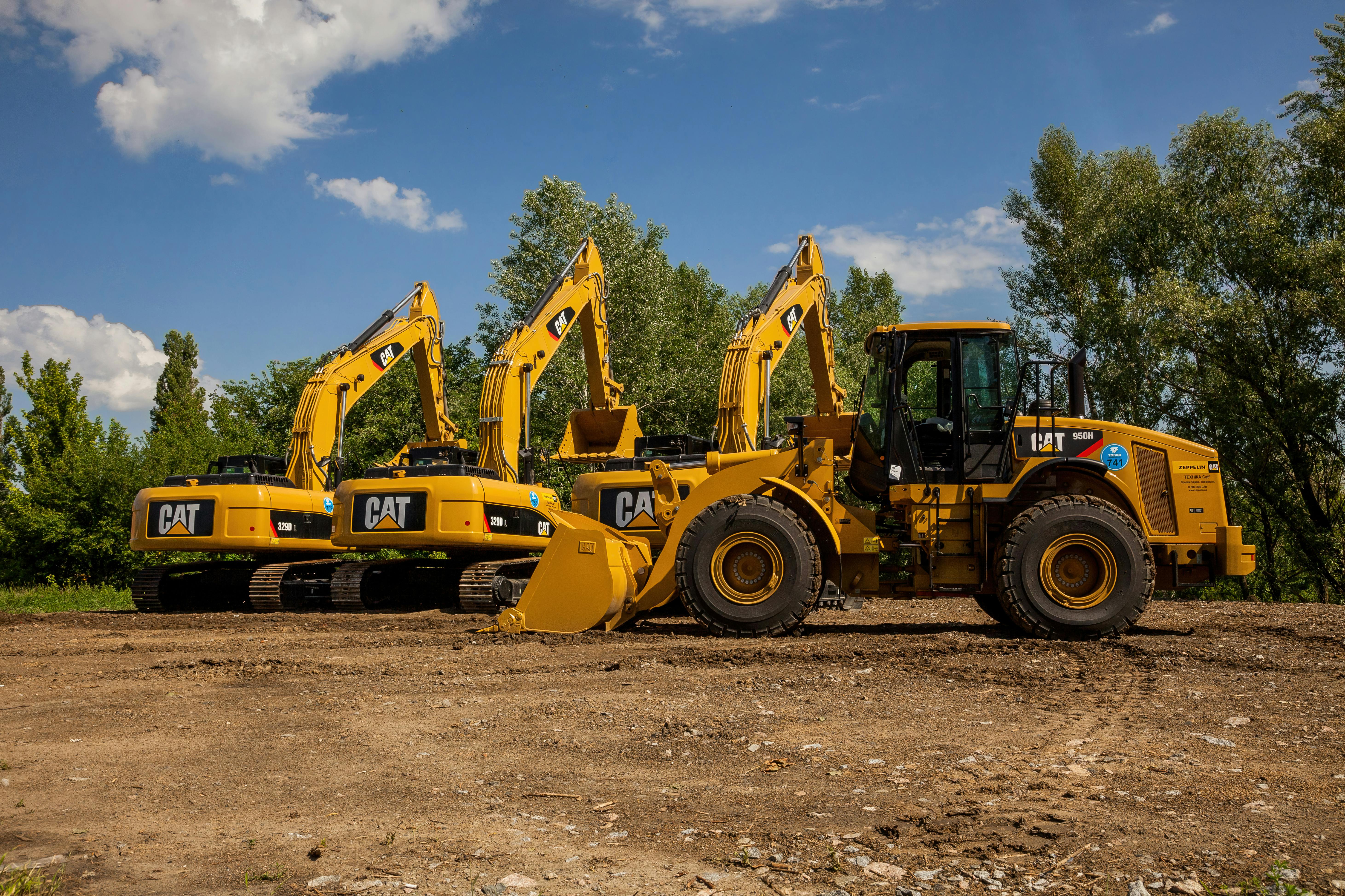 Image of BJ Engineering's fleet of heavy construction machinery