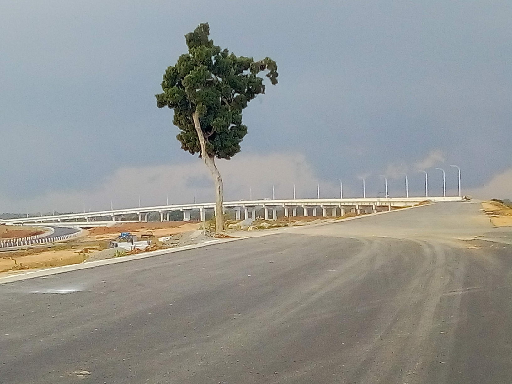 Completed modern bridge or flyover infrastructure